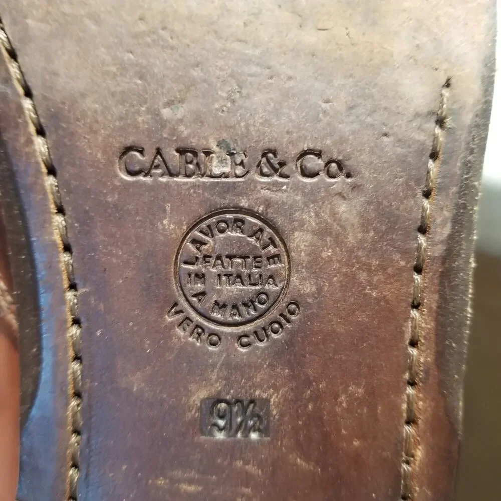 Cable & Co. Shoes Mens 9.5 Kiltie Loafers  Brown Leather Made in Italy